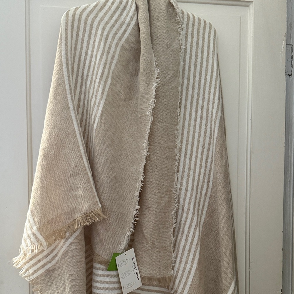 Kelly & Katie Beige and White Striped Wrap, One size